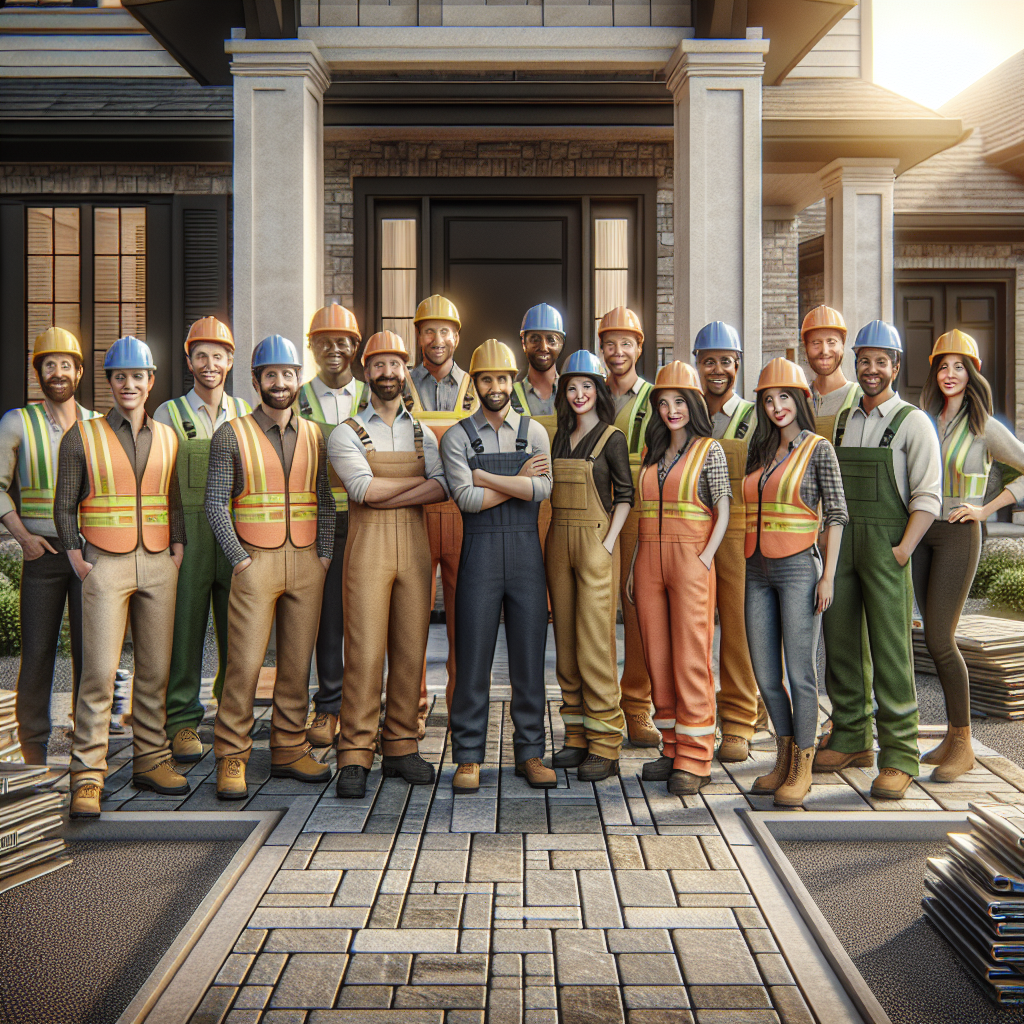 Professional construction team at completed project