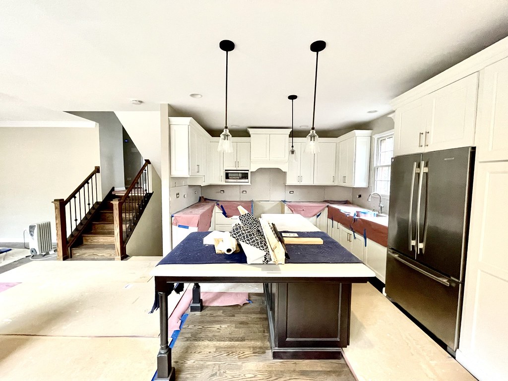 Kitchen renovation with modern cabinets and countertops